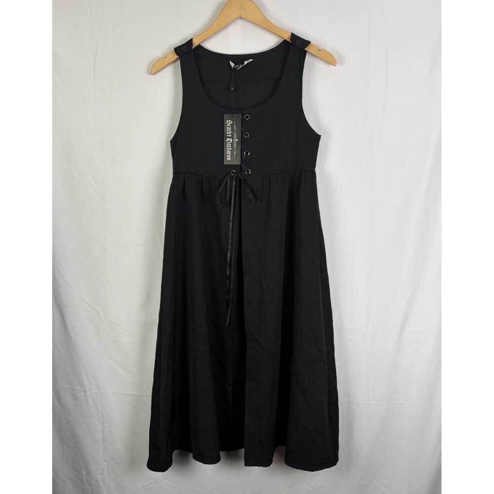 Scarlet Darkness Girls Sz 12 Youth Black Lace Up Open Dress Pirate Costume NWT